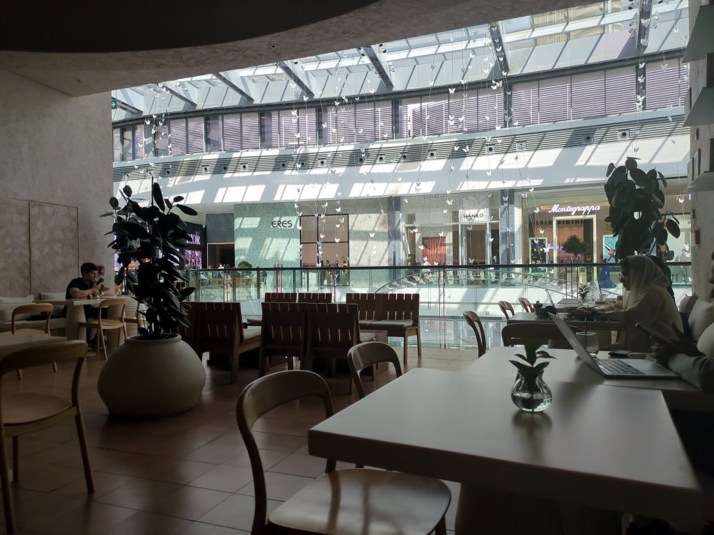 From inside Hoof looking out into interior of Dubai Mall
