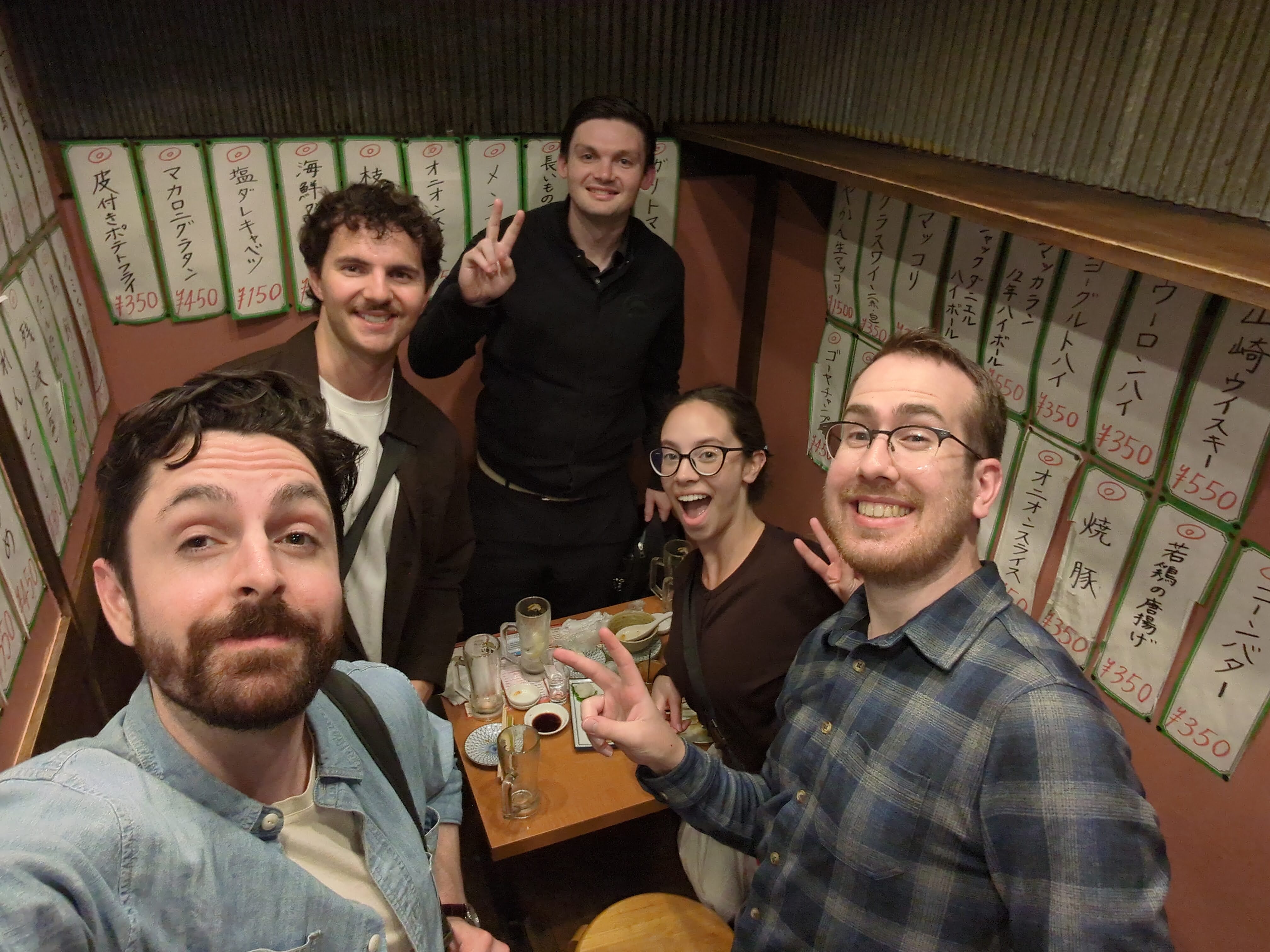 Our group at a cheap late-night izakaya