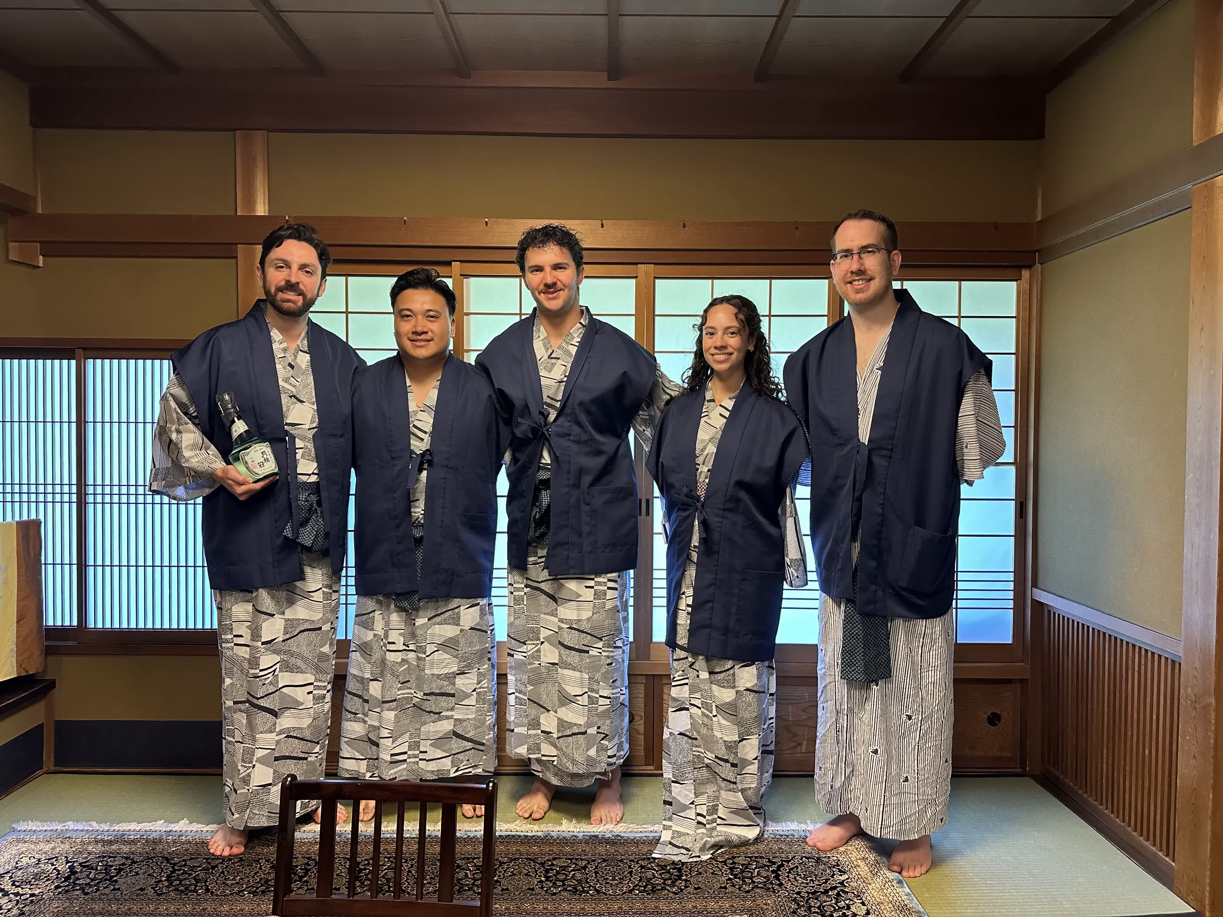 Our group wearing yukata in the ryokan